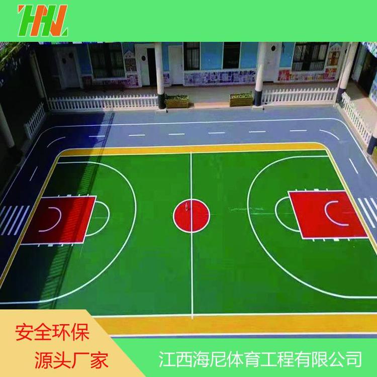 悟空供应中小学运动场环保硅pu篮球场材料 操场塑胶硅PU球场施工