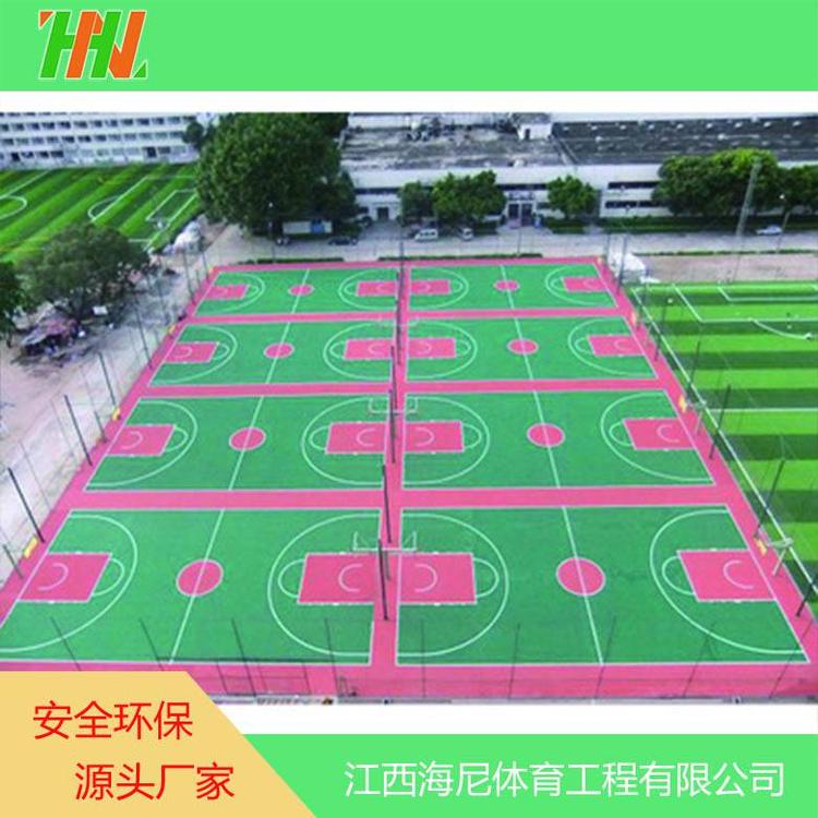 悟空承建塑胶篮球场 硅pu网球场颜色定制 羽毛球场地胶铺设